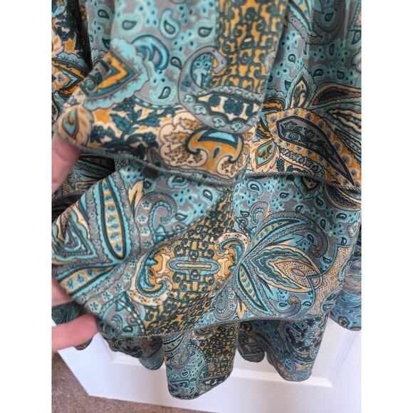 Boemo Anthropologie Green Paisley Ruffle Boho Festival Maxi Dress, Size Small - Picture 8 of 13